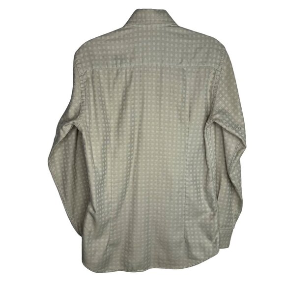 VTG Versace Jeans Couture Beige Geometric Grid Check Pattern Long Sleeve - Picture 6 of 6